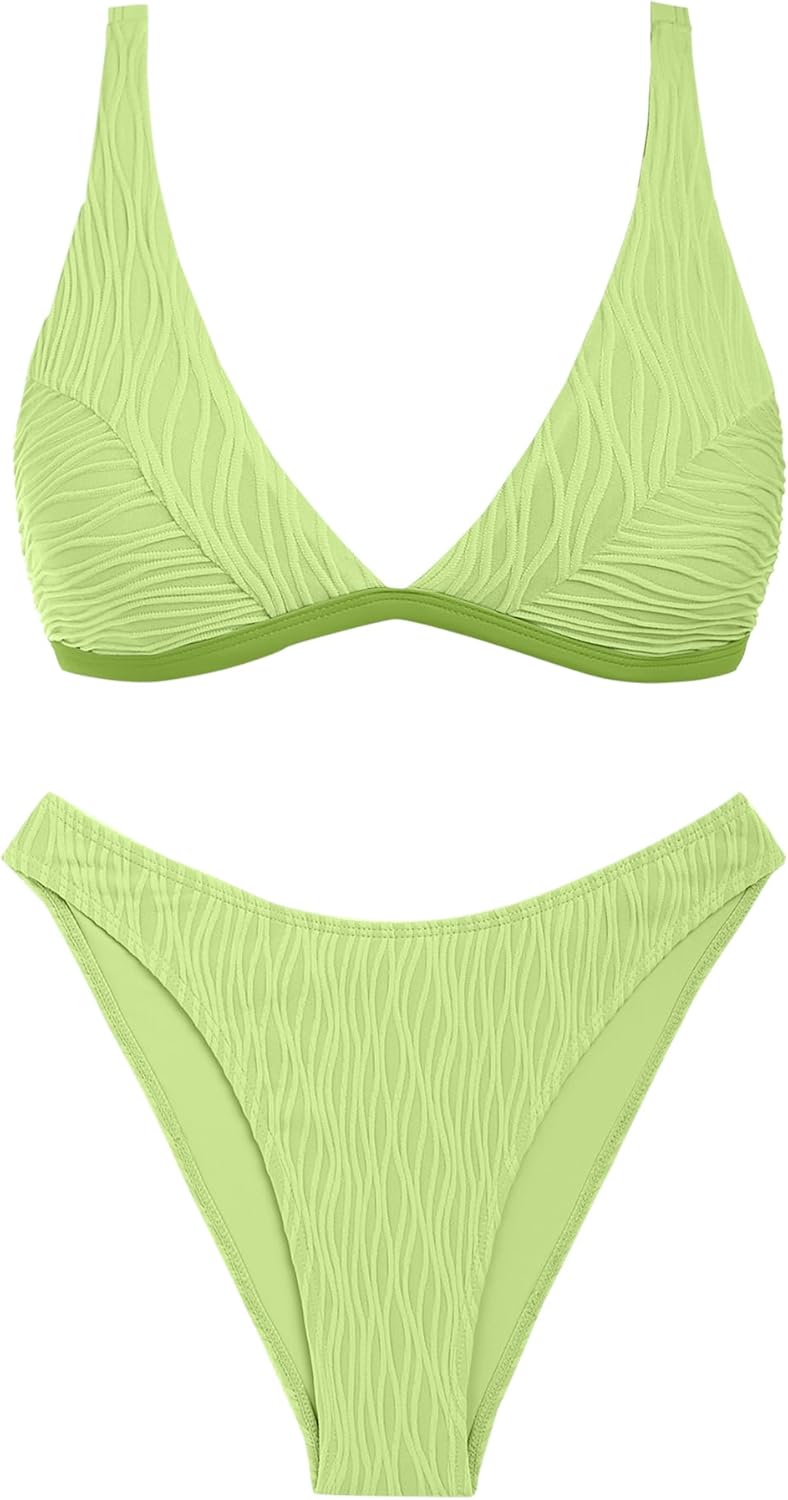 ZAFUL Women High Sets Textured Bikini Bathing Swimsuits Piece