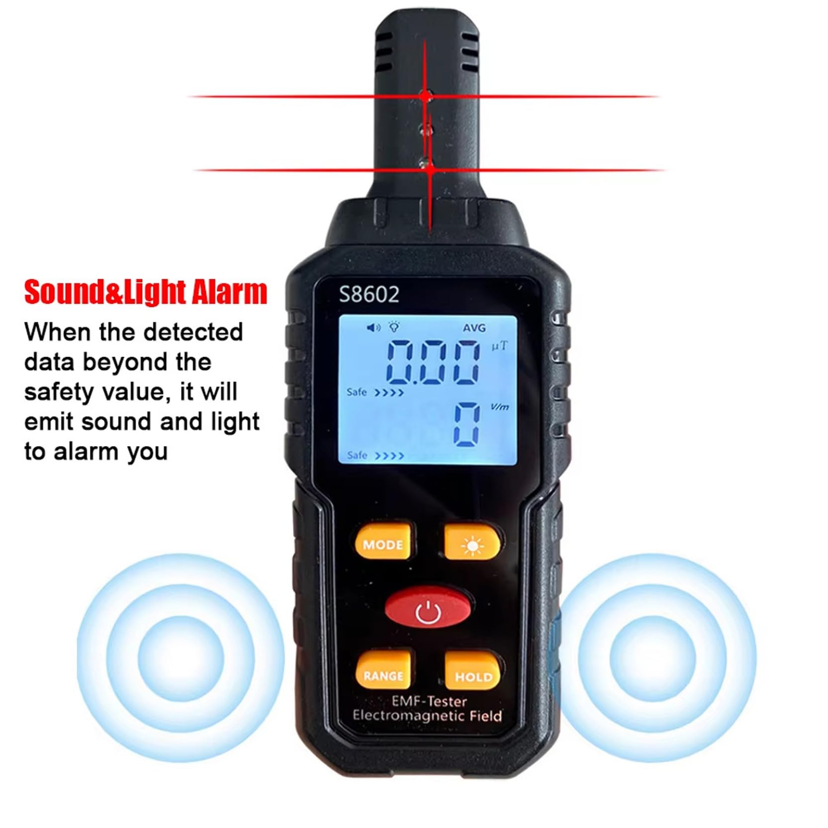 Détecteur de rayonnement Geiger Counter, LCD Affichage du détecteur de rayonnement nucléaire avec alarme sonore et lumière, compteur moniteur portable pour la maison, le bureau, le plein