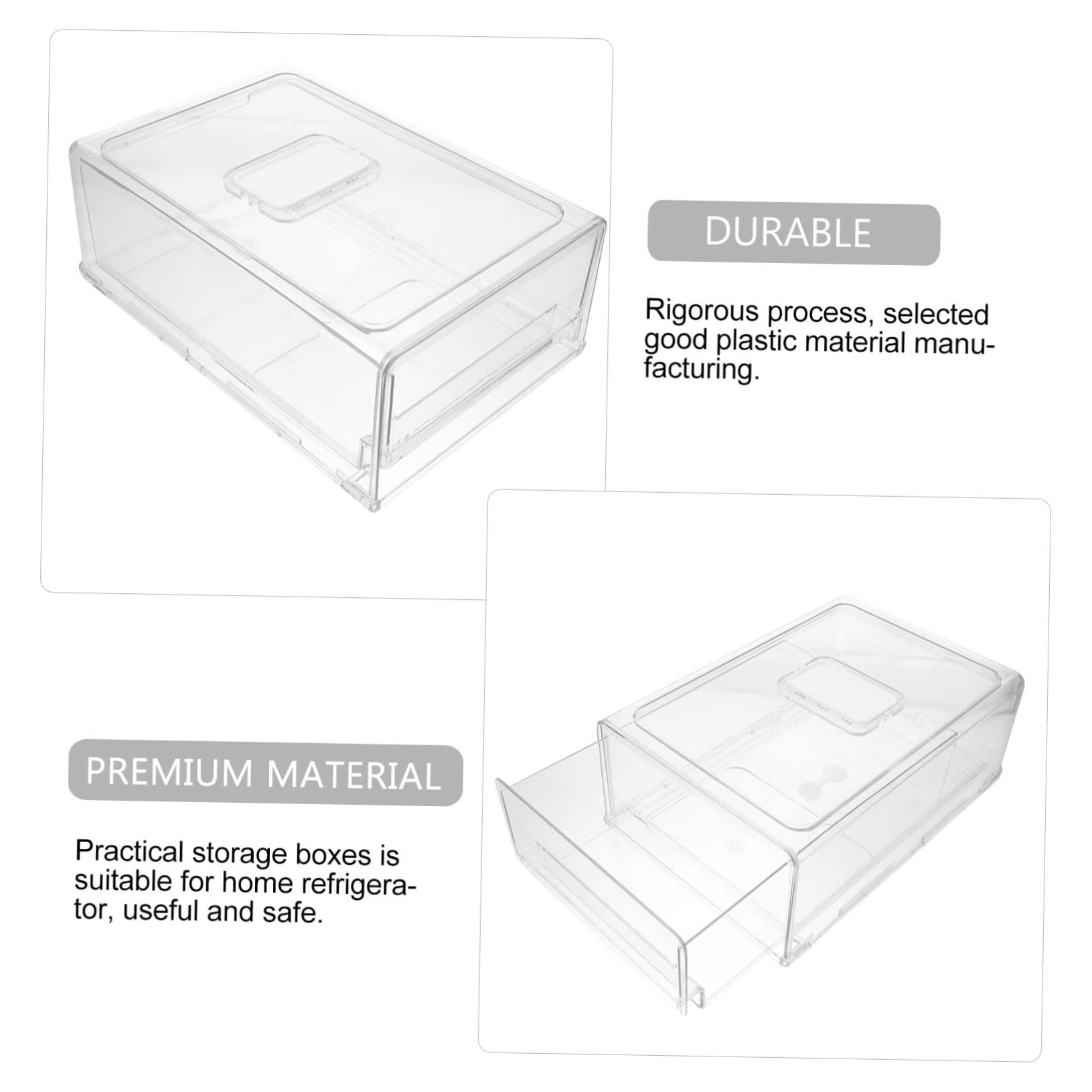 Ipetboom Contenitore Organizer per Frigorifero Scatola Stoccaggio Cassetto Impilabile Organizzazione per Alimenti Design Trasparente e Antiscivolo per Cucina e Congelatore