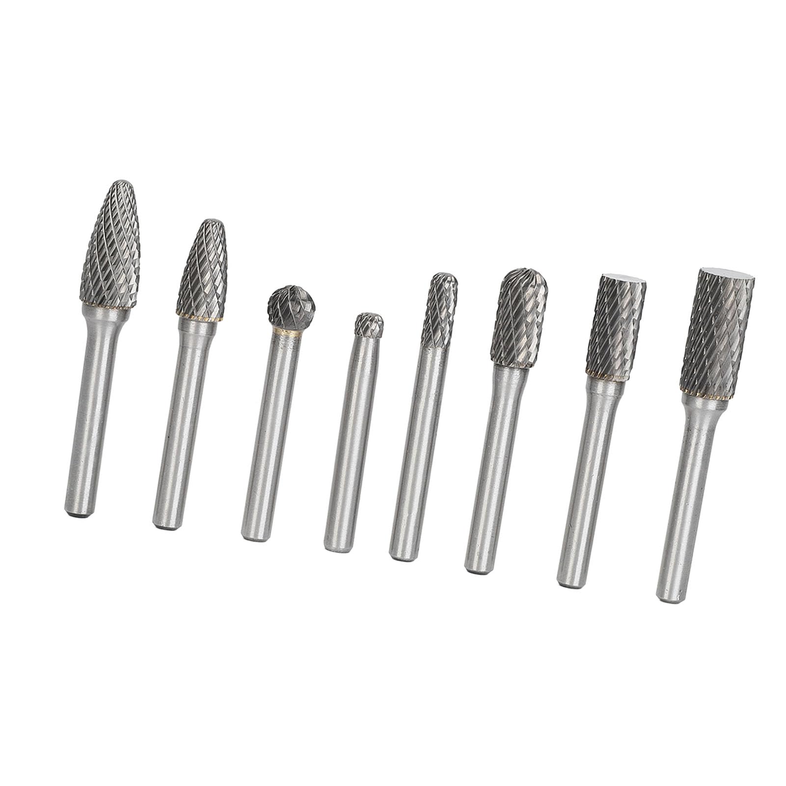 8 Uds fresas de carburo juego de fresas rotativas de acero de tungsteno de doble corte para Metal tallado en madera pulido fresado múltiples formas
