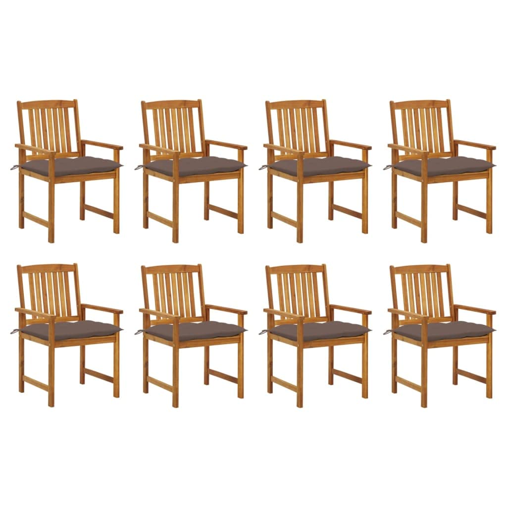 8 sillas de jardín con cojines de madera maciza de acacia y muebles de terraza, sillas de madera de acacia para exteriores