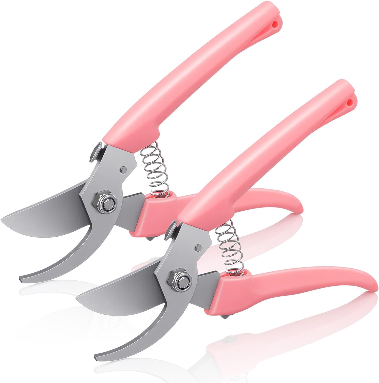 2 Pieces Garden Pruning Shears - Curved Pink Handle Scissors for Flower Cutting, Plant Trimming, Bonsai Care, and Fruit Picking - Heavy Duty 6.8-inch Gardening Tools