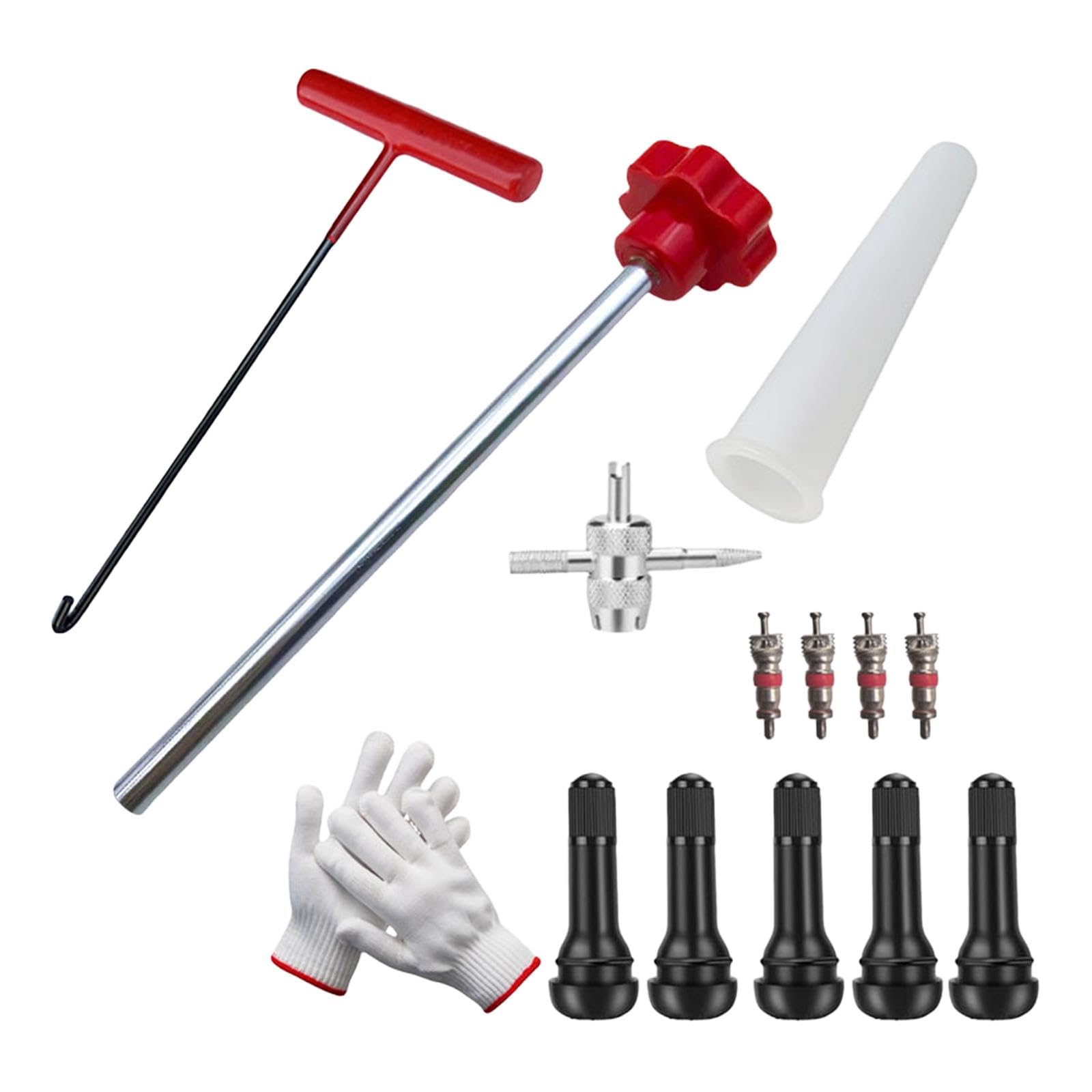Válvula Rápida de Cambio de Neumático Juego Instalación Extracción Núcleo Vástago Kit con Gancho en T Tubo Guía Material Metálico Aplicación en, Style D