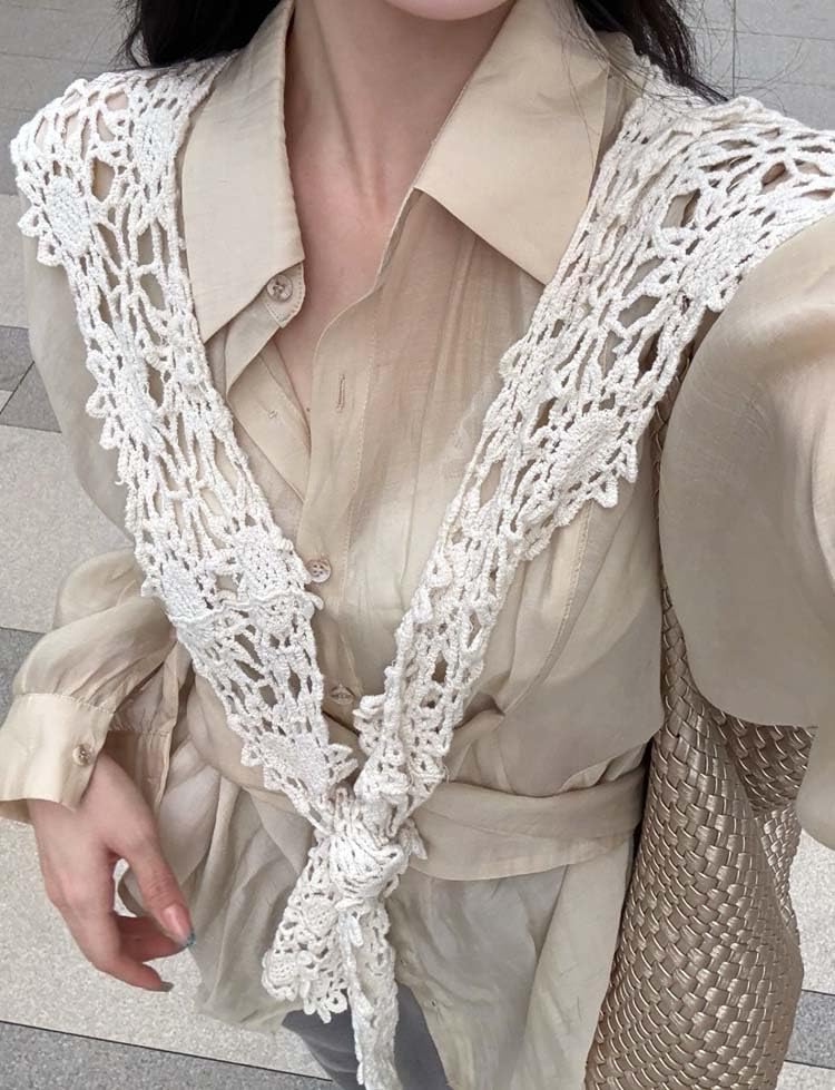 Knitted Hooded Scarf Elegant Lace Flower Sunscreen Headscarf Breathable Shawl Wrap Neck Scarf4