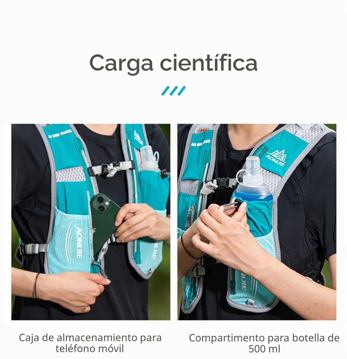 Profesional Hombre Mujer 5L Chaleco de Hidratación Ligero Superior Mochila para Trail Running Ciclismo