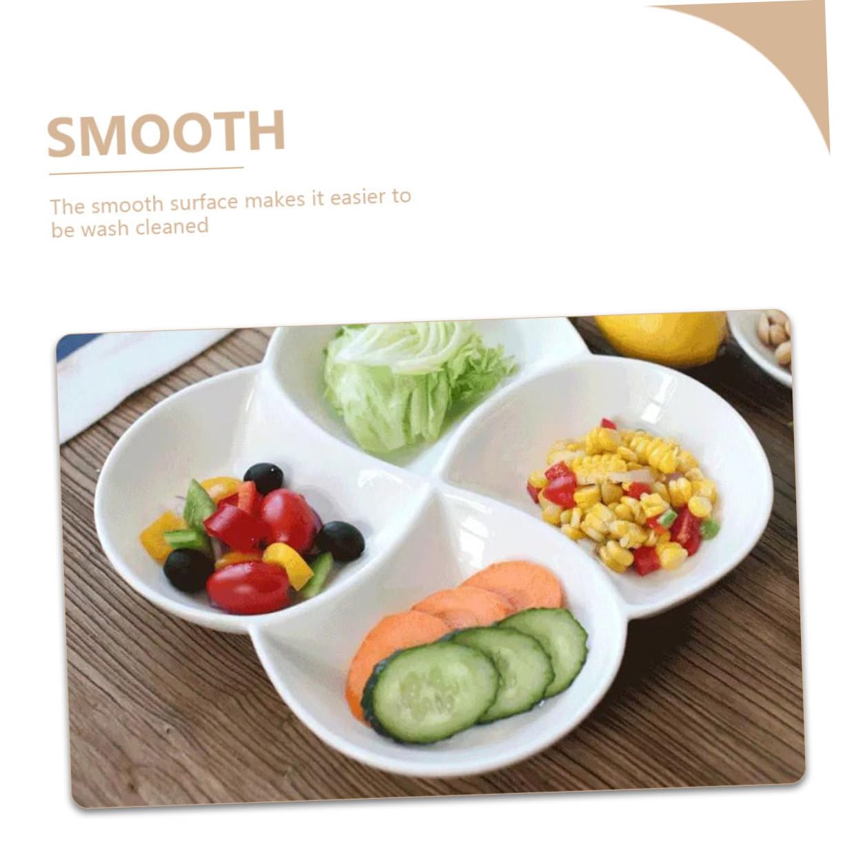 BESPORTBLE Assiette en Céramique Blanche 4 Compartiments Plateau-Repas Facile à Nettoyer pour Bureau et Cantine Repas Snacks Gâteaux