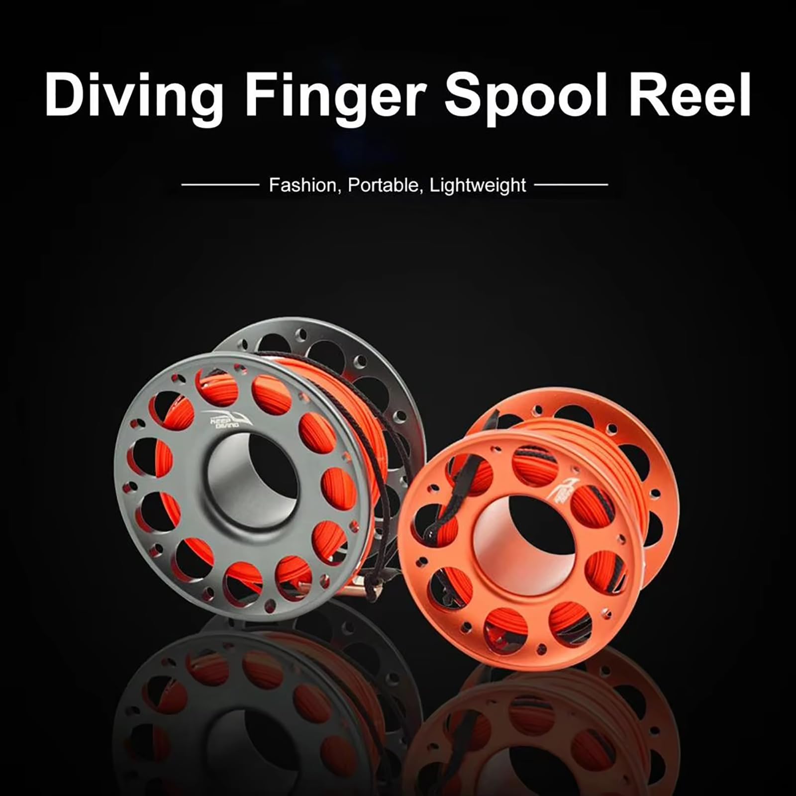 WYYHAA 98FT Scuba Diving Reel, Aluminum Alloy Spool Finger Reel with Double-Ended Bolt Snap Clip for Cave and Wreck Exploration,Purple