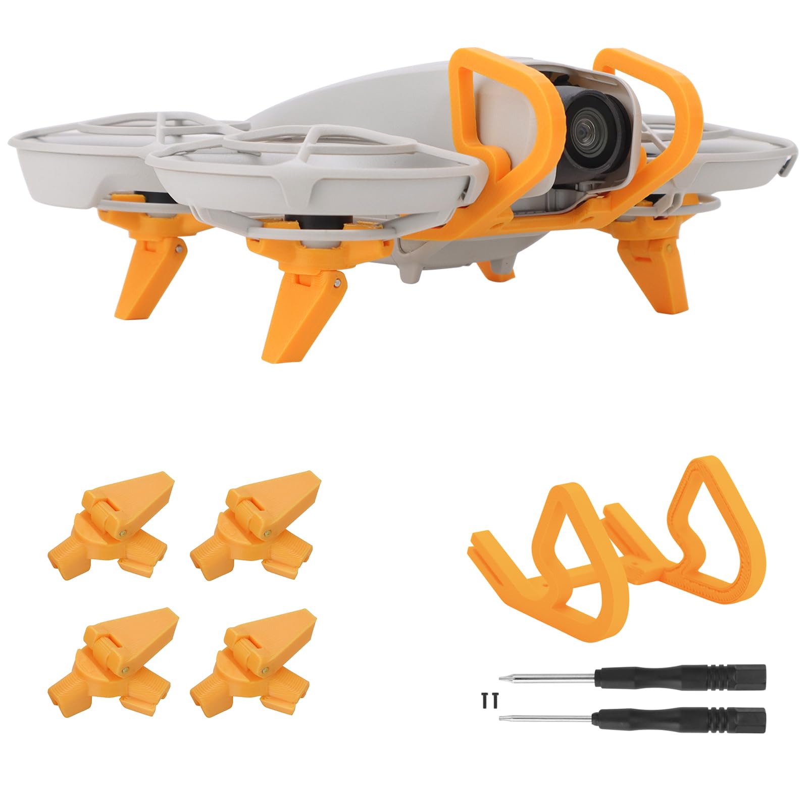 Gimbal Bumper + Folding Landing Gear for DJI Neo, Lens Guard Protector Extension Increase Legs Bracket Stand Anti-Collision Protect Bar Kit, Solid Protection for Neo Drone (Orange)