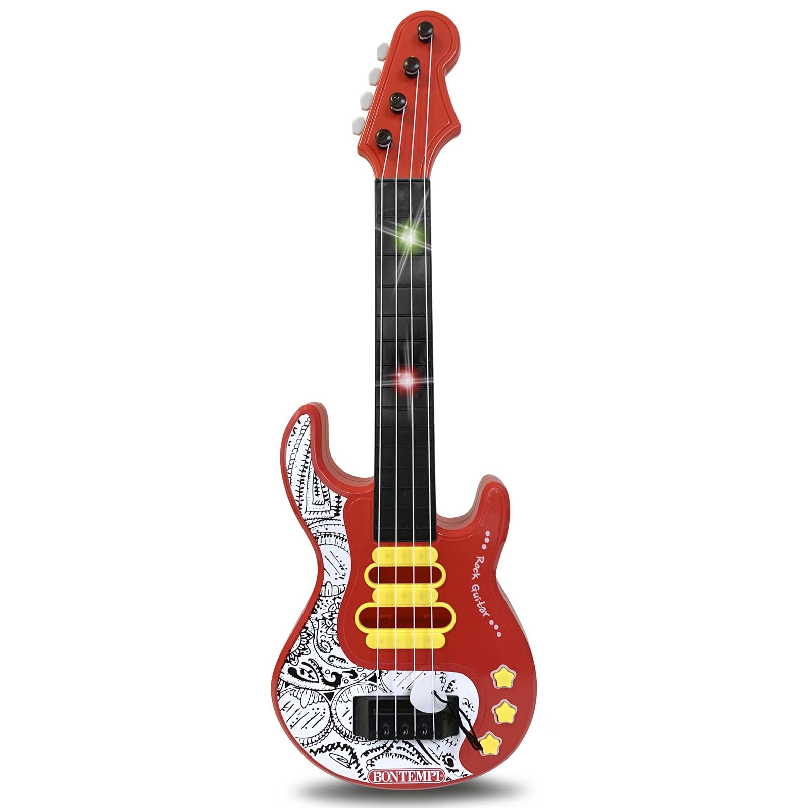 Bontempi ElectroGroove Electronic Bass Rock for Powerful Vibrations and Innovative Rhythms, Red with Patterns