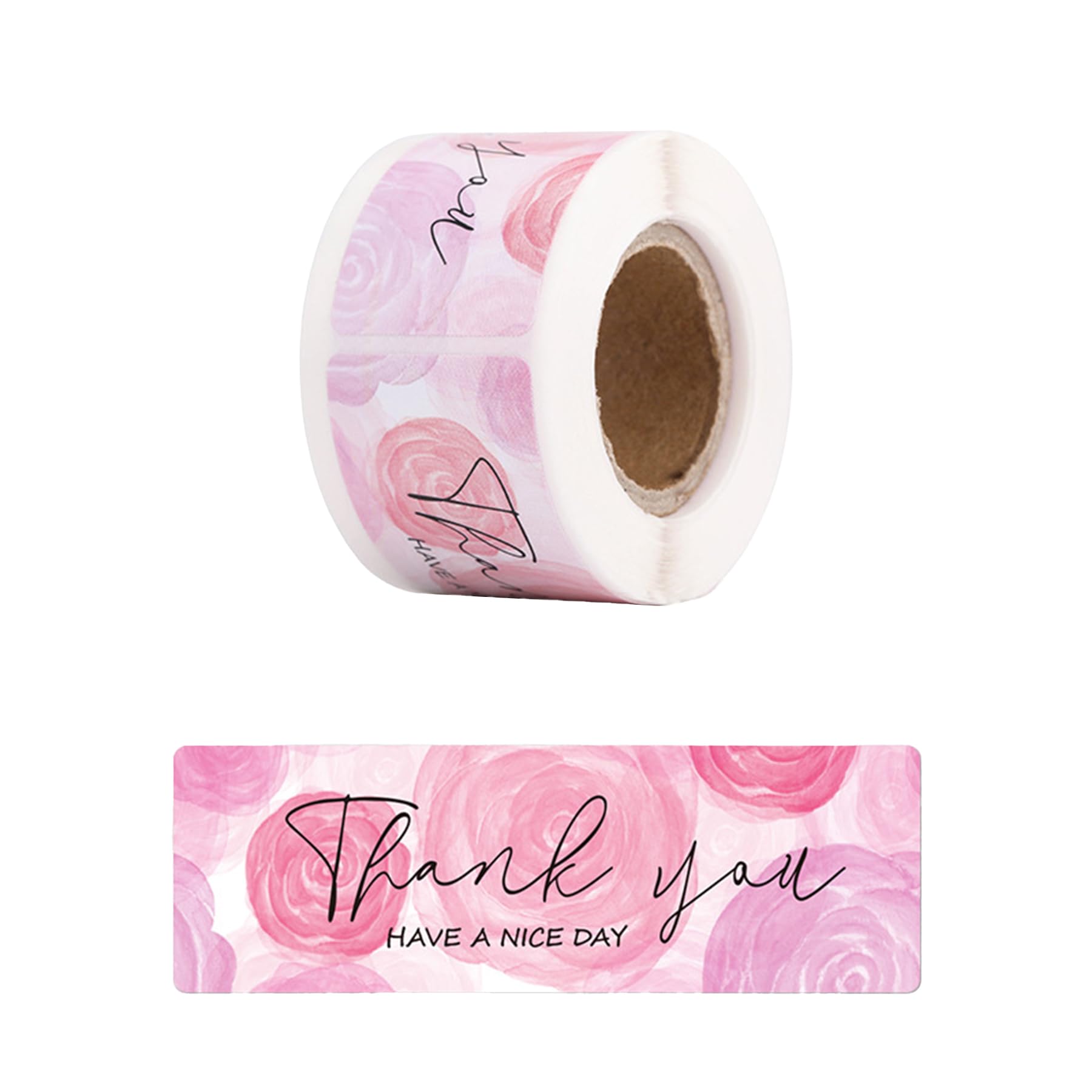 Thank You Stickers - 120pcs Rectangular Thank You for Your Order Stickers, Pink Rose Sticker, Adhesive Thanks You for Your Purchase Sticker, fors Envelopes Gift, Wrapping, Birthday, Delivery