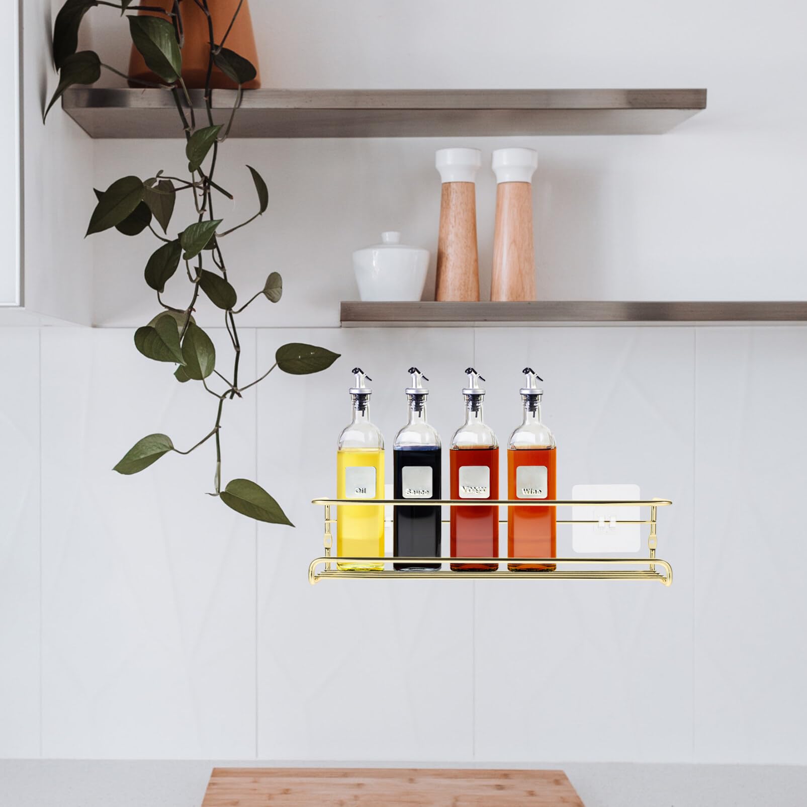Kichvoe 1set Mensola Da Cucina Per Spezie Organizer Da Parete Per Riporre Condimenti e Utensili Perfetta Per Cucine e Bagni e Resistente Lucido