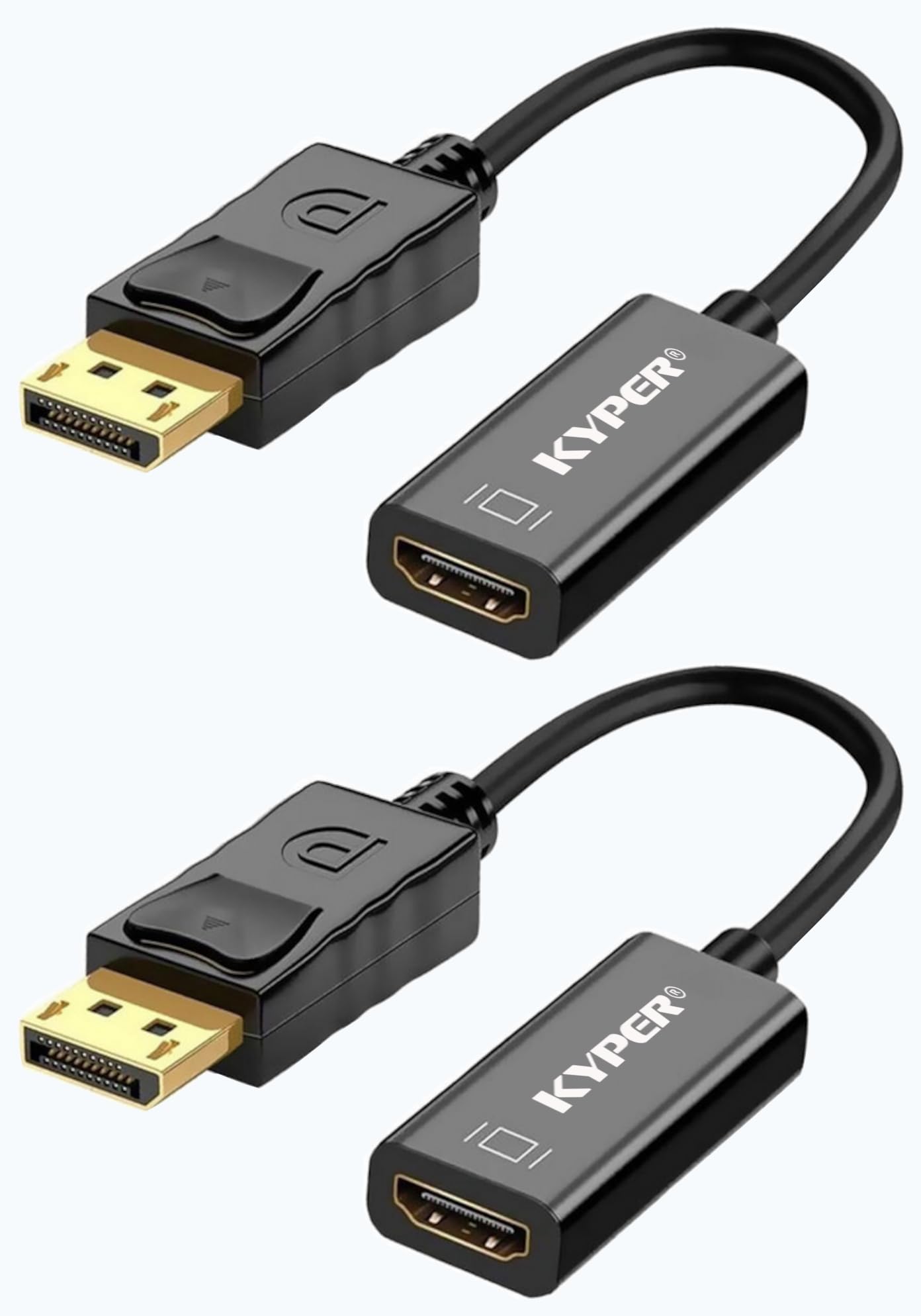 Kyper USKyper-564K - Cable adaptador DisplayPort a HDMI 4K chapado en oro de 24 quilates, convertidor DP a HDMI unidireccional (macho a hembra) compatible con todas las marcas de PC, portátil, monitor