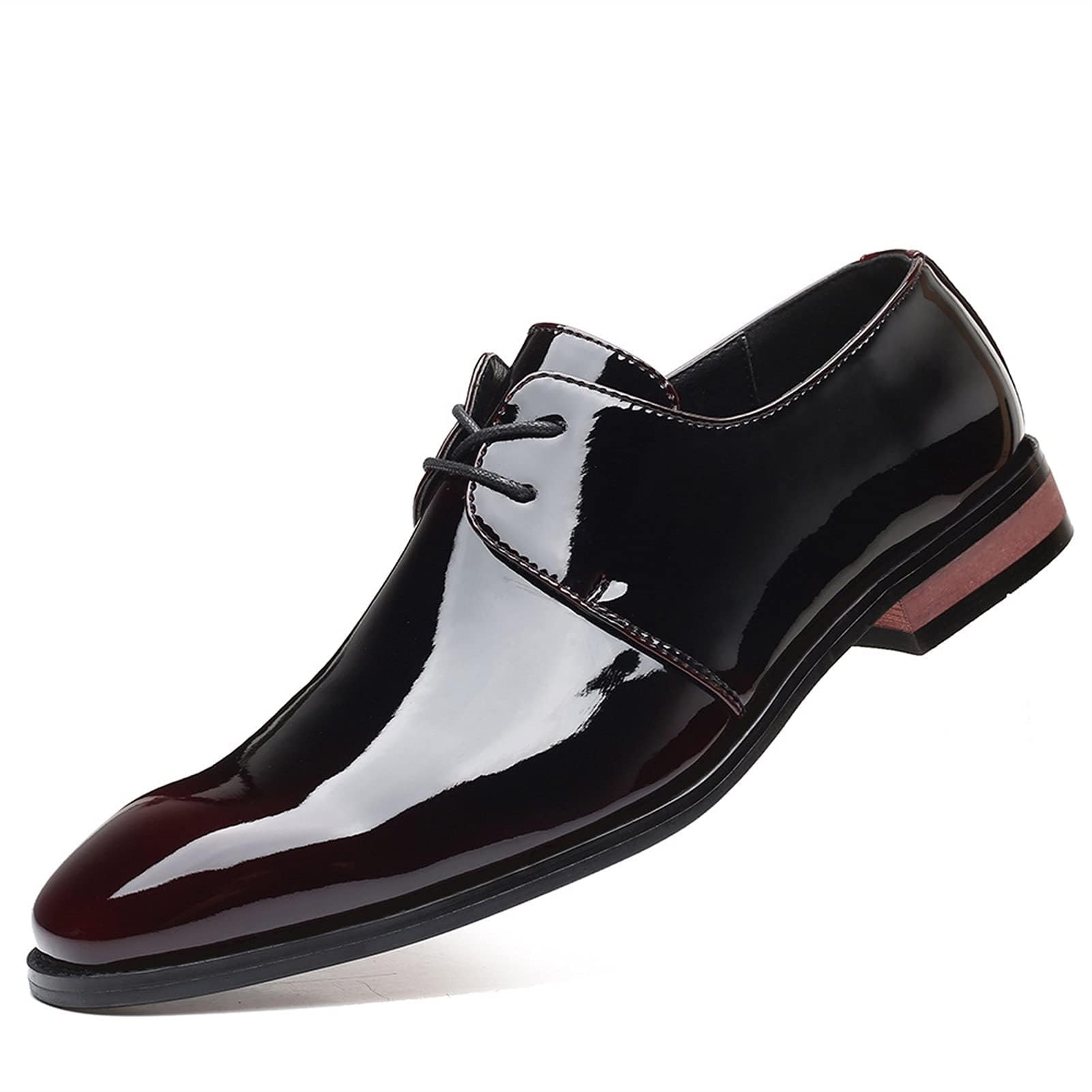 Mens Faux Patent Leather Tuxedo Dress Shoes Business Oxford Shoes Fashion Slip-On Round Toe Business Work Dress Shoes