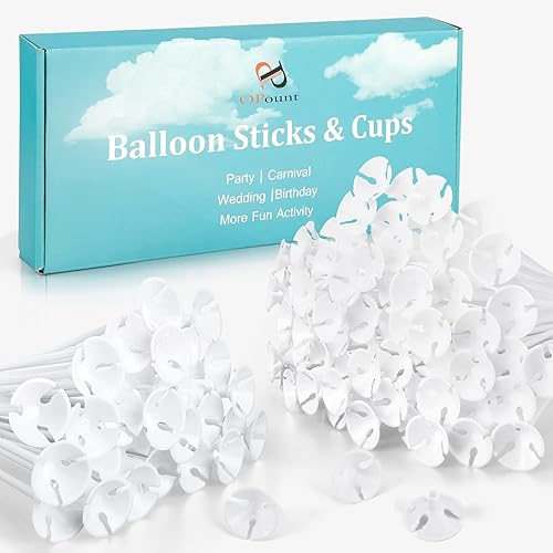 Miniatura 8 de PP OPOUNT 35 palos de globo plateados con copas, palos de globo de 12.6 pulgadas, palos de globos de plástico para fiestas, aniversarios,