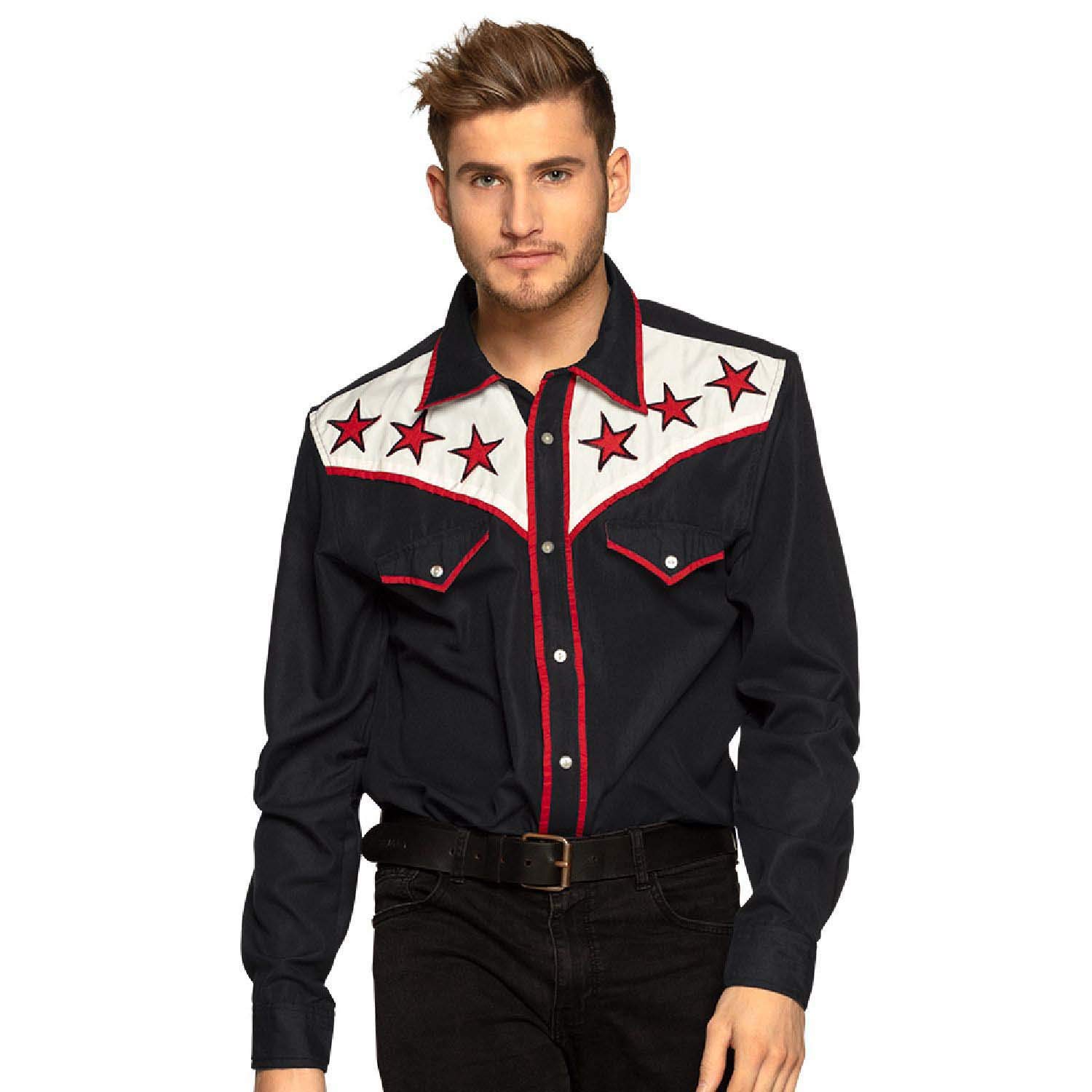Boland - Cowboy shirt various sizes for men wild vest sheriff cowboy shirt t-shirt top costume theme party