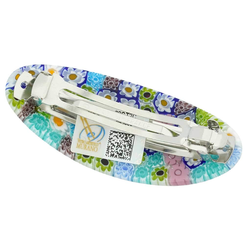 Glass Of Venice Murano Glass Millefiori Oval Hair Clip - Pastels, Multicolor - Image 3