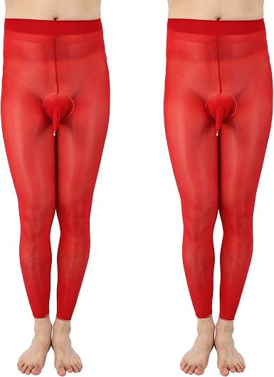 ElsaYX Men's Shiny Footless Pantyhose 