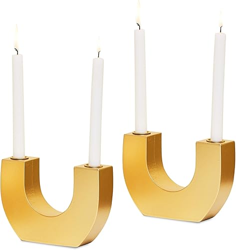 Miniatura 8 de Defined Deco Portavelas en forma de U, juego de portavelas decorativos para velas de pilar de granja, portavelas de madera para repisa, boda, mesa