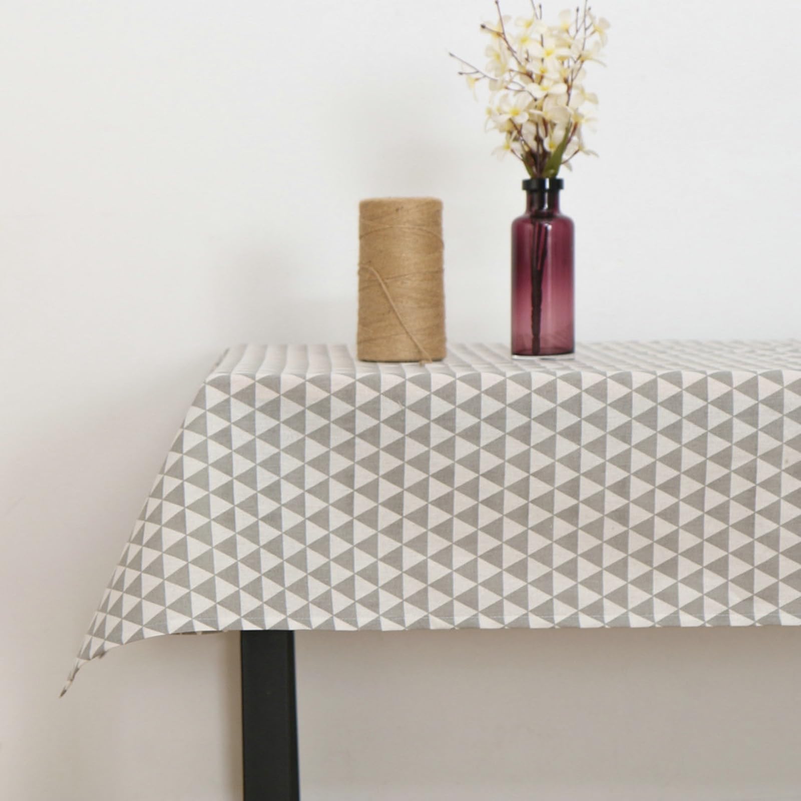 Nappe rectangulaire haut de gamme en lin et coton gris pour salle à manger