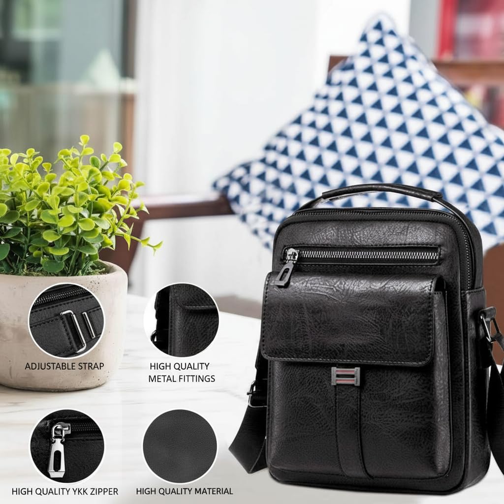 Shoulder Bag Men's Crossbody Manbag Leather Messenger Casual Handbags Side Satchel Sling Travel Flight Bags Cross Leather Sport Bags for Men Working Shopping Business Travel Daily