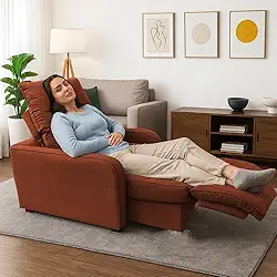 Poltrona Graça Cadeira Papai Mamãe Idoso Reclinável E Retrátil TerraCota