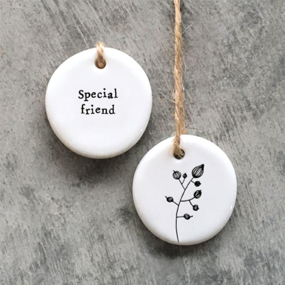Mini Porcelain Hanging Tag - Special Friend - Porcelain Keepsake -East  of India