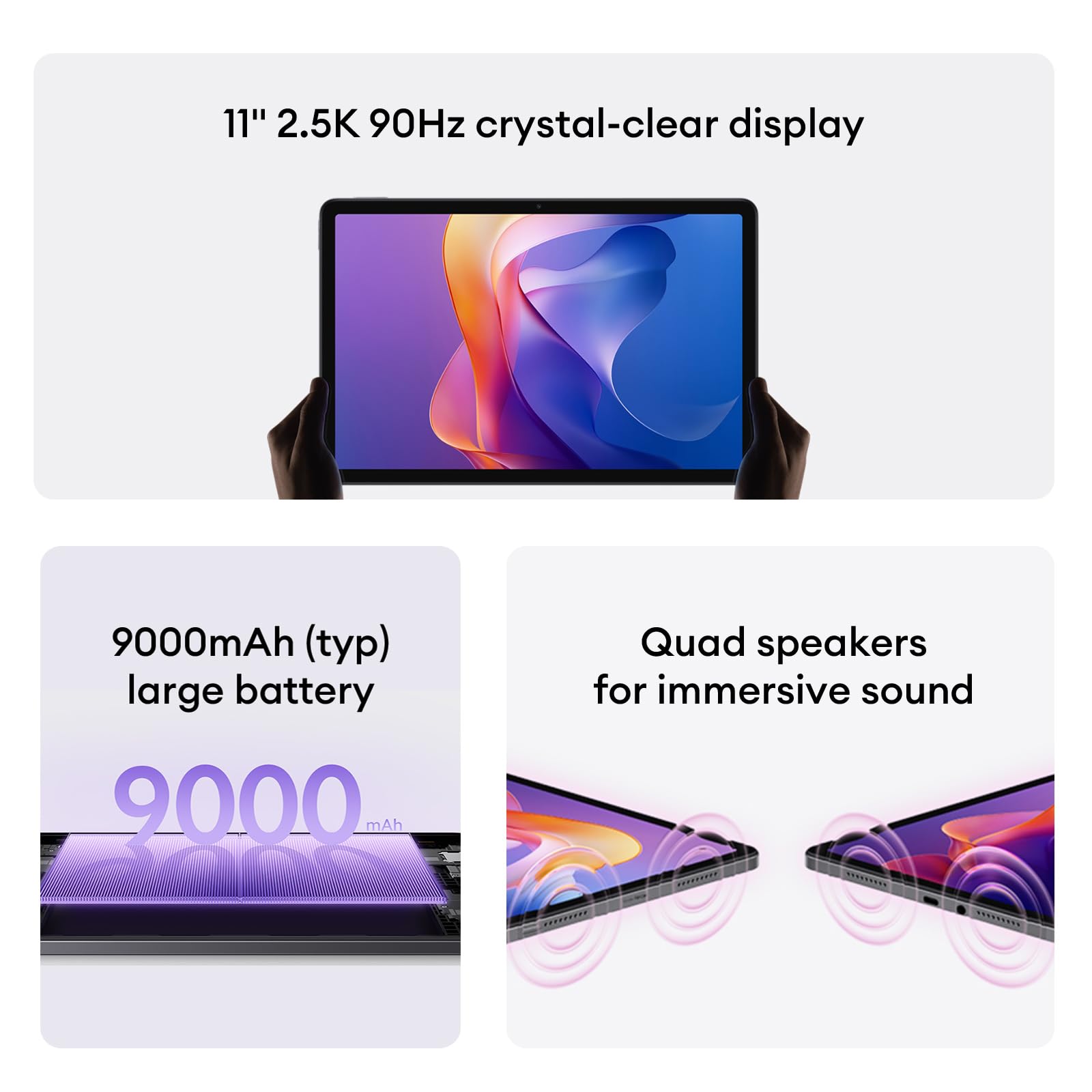 XIAOMI Redmi Pad 2, 11 inch tablet 4 GB 128 GB, grijs, 90 Hz LCD 18 W 9000 mAh batterij (oplader inbegrepen