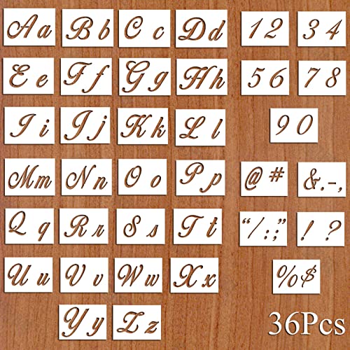 Letter Stencils for Painting on Wood - Alphabet Templates with Calligraphy Font Upper and Lowercase Letters - Reusable Plastic Art Craft Stencils with Numbers and Signs - Set of 36 PCs 8.27x5.87 (A) Letter Stencils for Painting on Wood - Alphabet Templates with Calligraphy Font Upper and Lowercase Letters - Reusable Plastic Art Craft Stencils with Numbers and Signs - Set of 36 PCs 8.27"x5.87" (A)