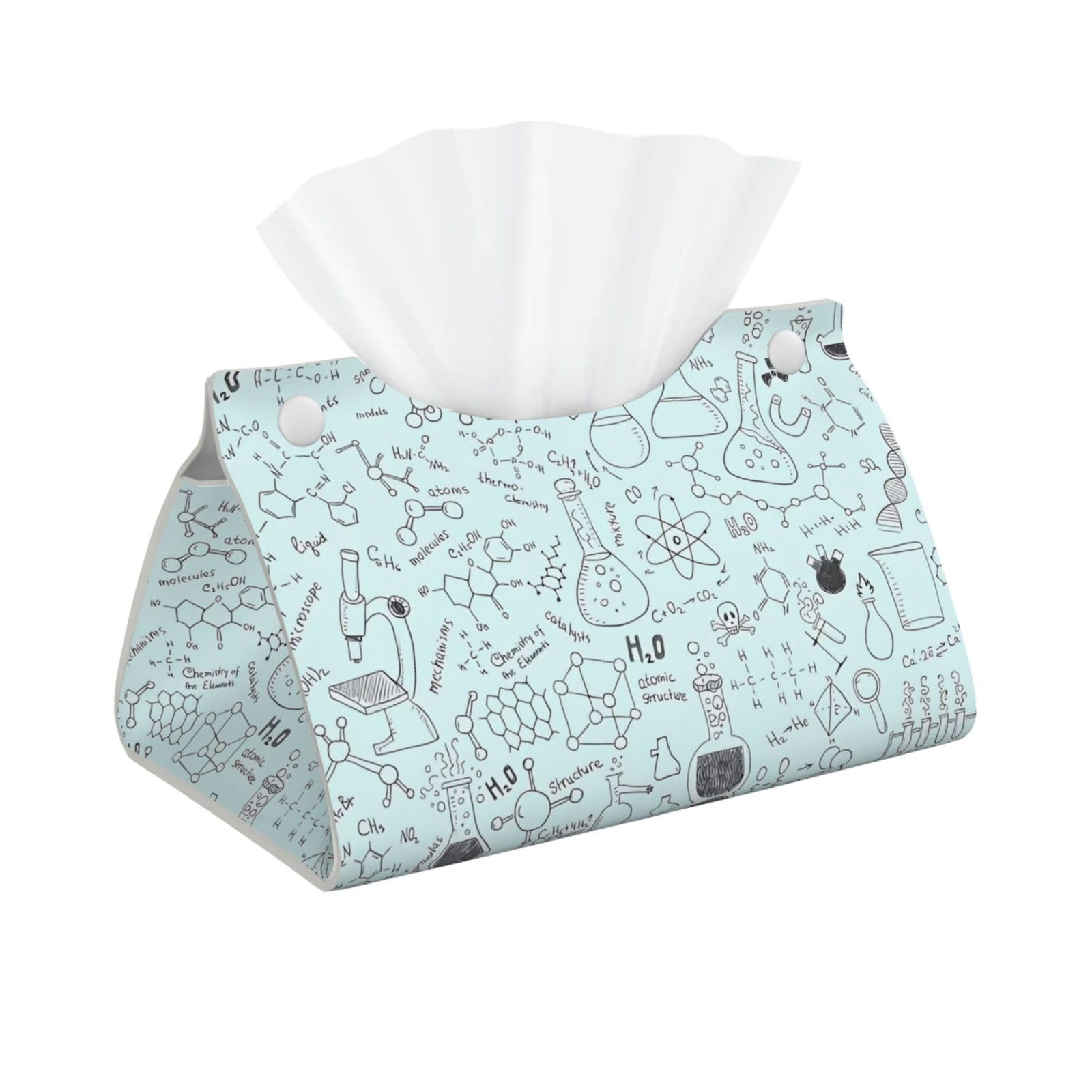 Print Print Long Tissue Box Cover Holder Foldable Leather Organizer for Vanity, Nightstand, Desk & Bathroom