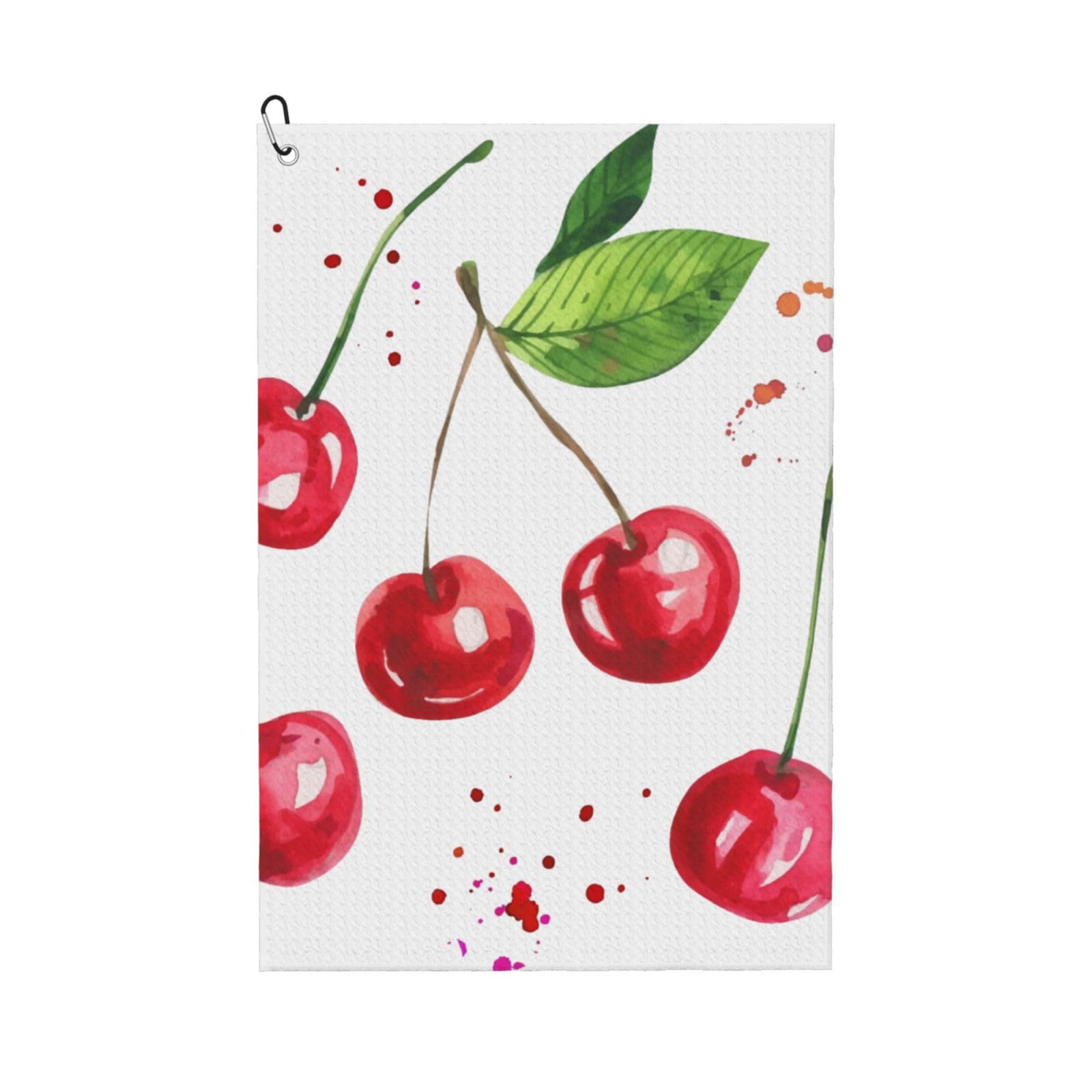 Hnnkloy Cute Cherry Printed, 16x24 in Portable Waffle Golf Towels with Carabiner Clip for Golf Bag