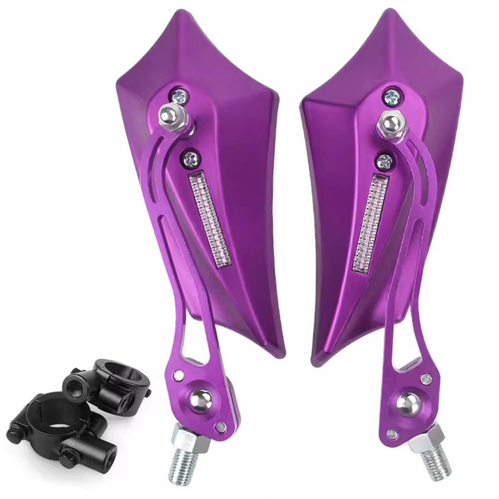Un Par de Espejos Para Bicicleta. Soporte Para Manillar de Espejo Retrovisor Lateral con Rotación de 360 ​​grados Espejo Retrovisor Para Scooter, Ciclomotor, Bicicleta,Purple
