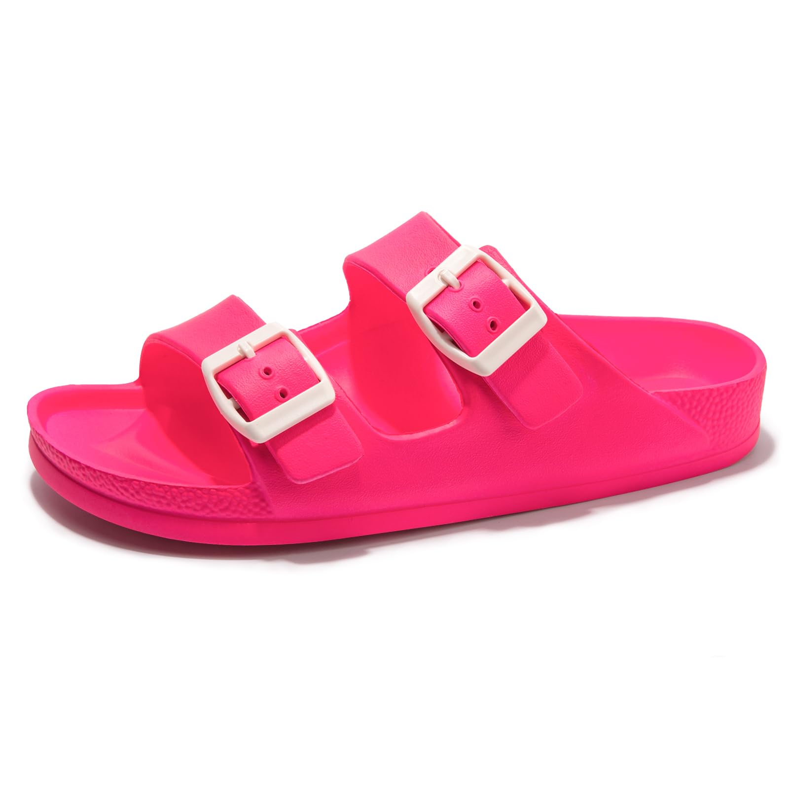 FUNKYMONKEY Women's Comfort Slides Double Buckle Adjustable EVA Flat Sandals