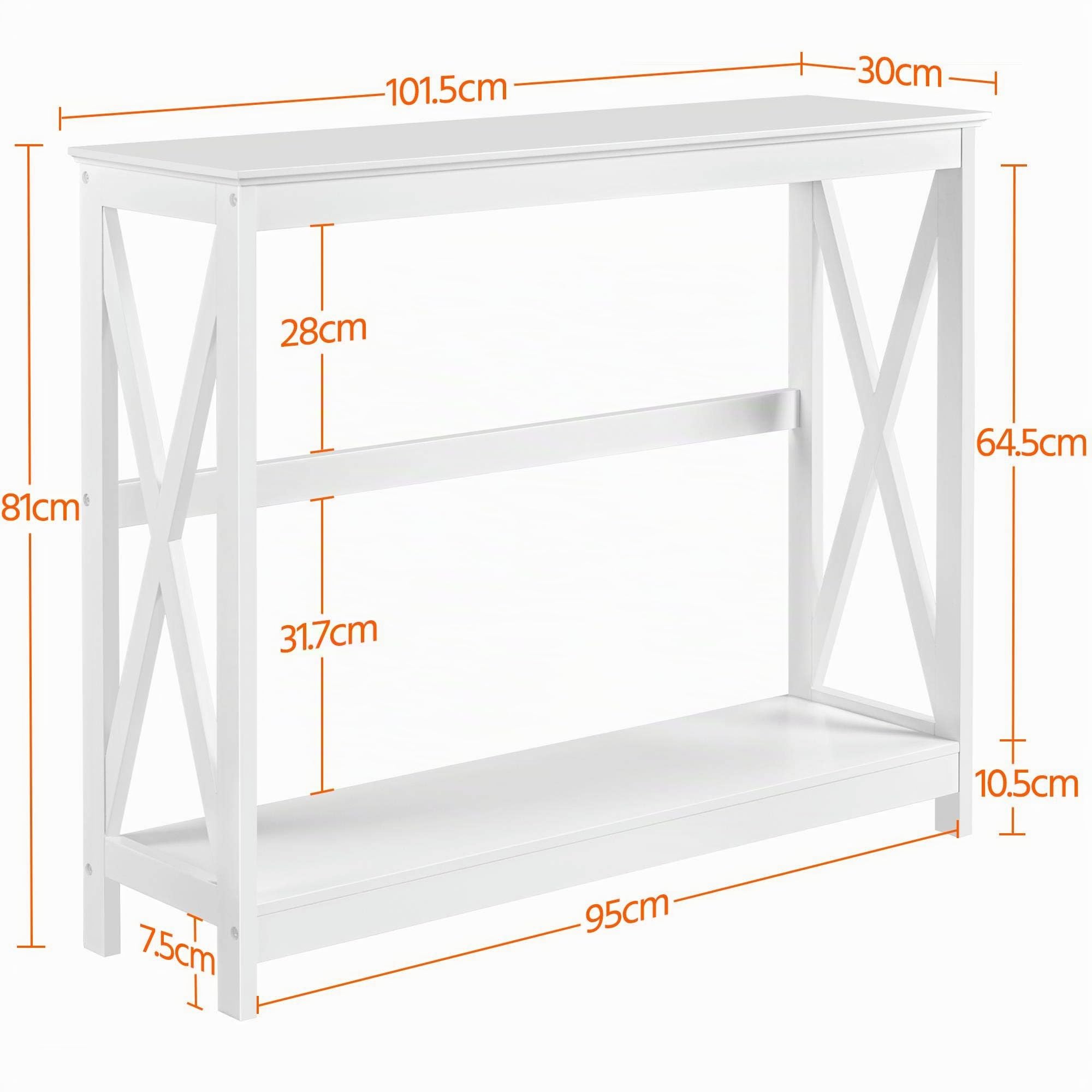 Yaheetech Mesa Consola con Estante Mesa Auxiliar Moderno Aparador Madera para Salón Pasillo, 101,5 x 30 x 81 cm diseño nórdico, Color Blanco