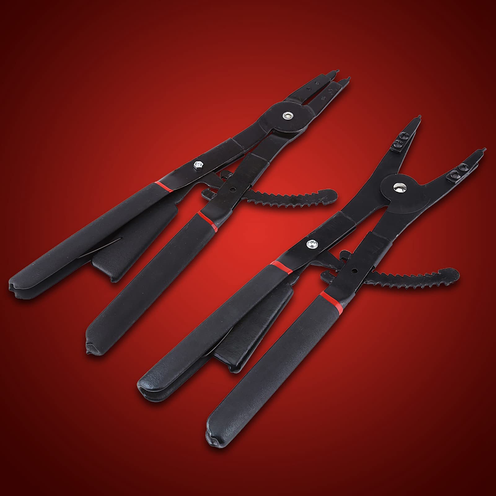 Alicates de círculo, alicates de anillo de cierre internos/externos de 16 pulgadas, alicates de anillo a presión con púas de precisión y juego de ganchos para quitar mangueras, juntas+alicates de anil