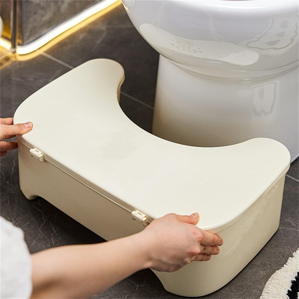 Bequemer Badezimmer-Hocker für besseres Kniebeugen – für den täglichen Gebrauch, einzigartiges Design, beige, ideal für Dusche zu Hause und Körperpflege.