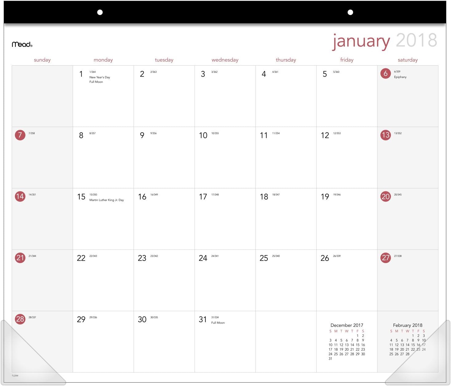 Mead Desk Pad Calendar, January 2018 December 2018, 193
