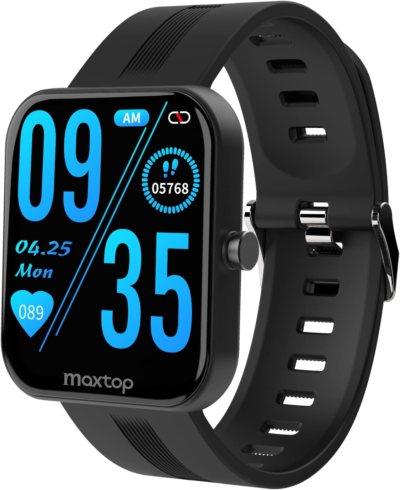MAXTOP Smart Watch for Women Men,1.69" Touch Screen Fitness Tracker for iPhone Android Phone IP68 Waterproof,Finess Watch with Step Calorie Counter Sleep Monitoring, T11 Pro+ Black