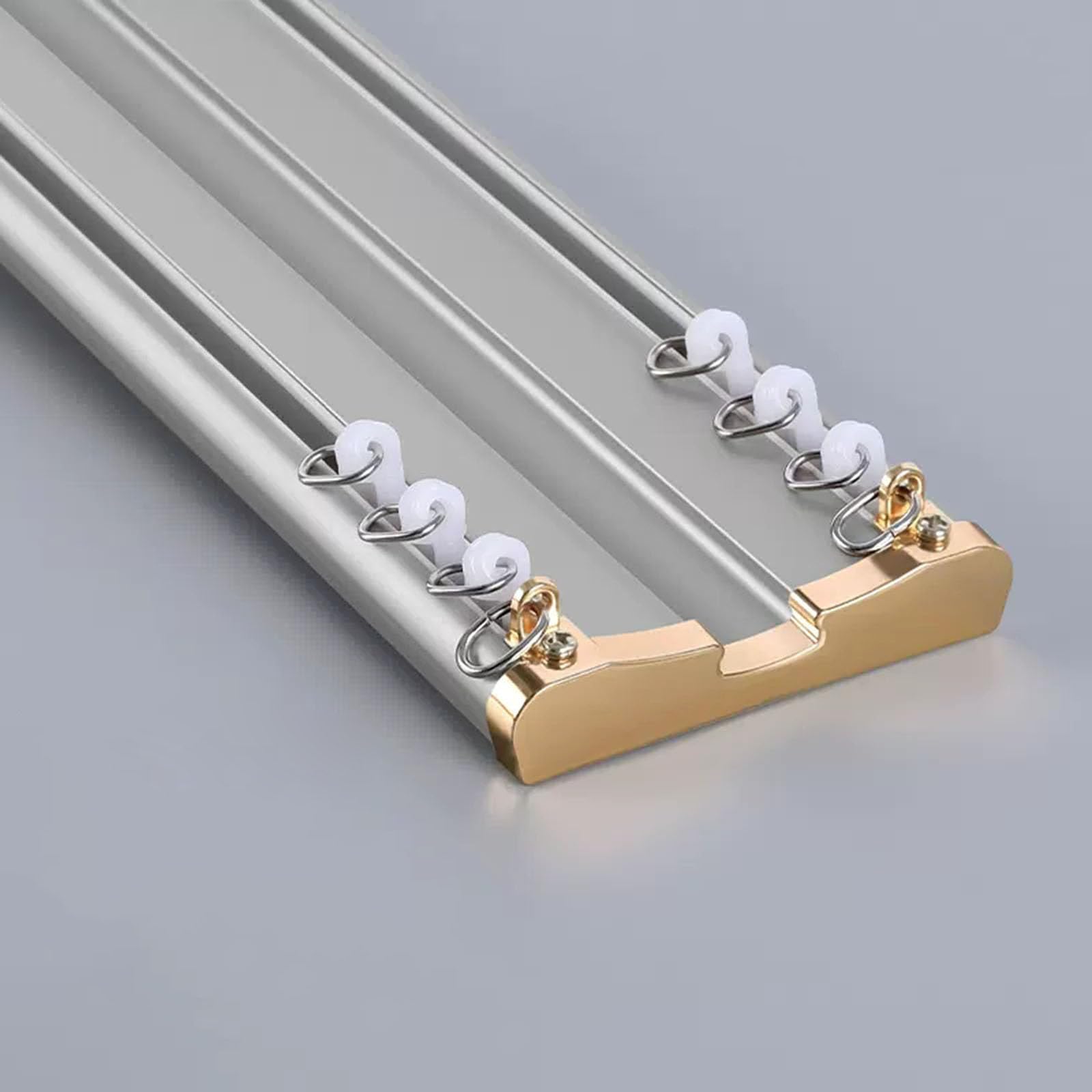 GXQFC Ceiling Curtain Track, Heavy-Duty Double Curtain Rail 1m-5m Ceiling Ceiling Tracks Mounted Room Divider Curtain Rods for Office Living Room And Room Divider (Size:1M,Color:Light Gray) — image 1
