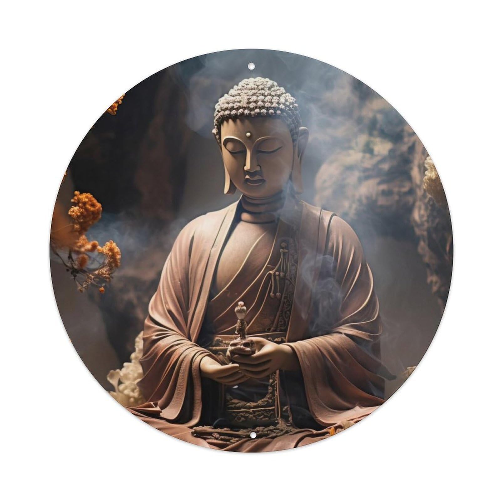 Buddhism Artwork Buddha Statue in The Cave Metal Tin Sign