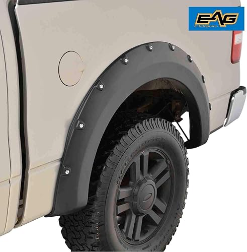 Miniatura 2 de Guardabarros con remaches estilo guardabarros moldeados EAG negro mate 4pcs, set para 04 – 08 F-150 (excluir flareside/Stepside bed) (18293).