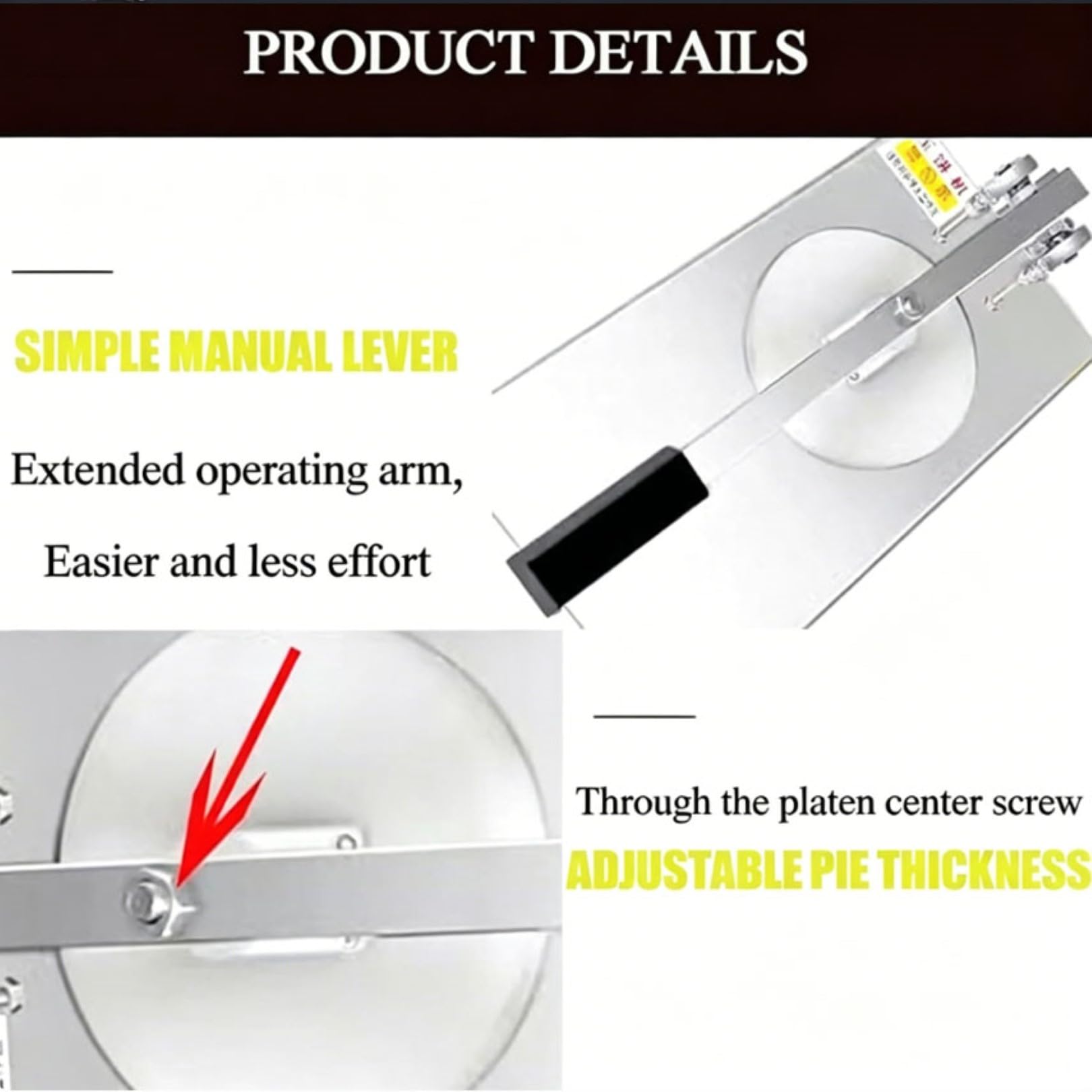 Máquina de prensa de masa de pizza, prensa comercial de acero inoxidable para pizza, pastel, tortillas, ángulo ajustable manual