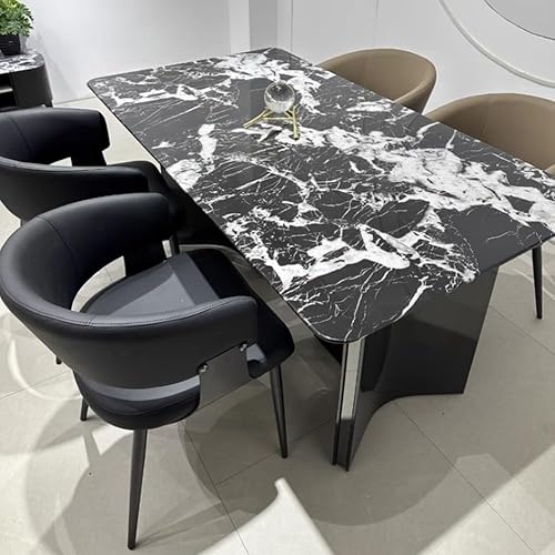 Miniatura 8 de YVYKFZD Juego de sillas de comedor, silla de comedor con patas de metal y respaldo curvo, sillas de cocina tapizadas de cuero, reposabrazos, silla