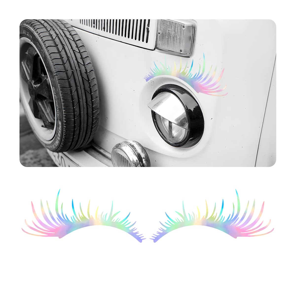 CGEAMDY 2 Pair of Car Headlight Eyebrow, Car Eyelashes for Headlight Decoration Sticker, Headlight Eye Lid, Car Accessories Eyelashes Waterproof Not Easy to Crack Eyebrow for Cars Decor(Colourful)