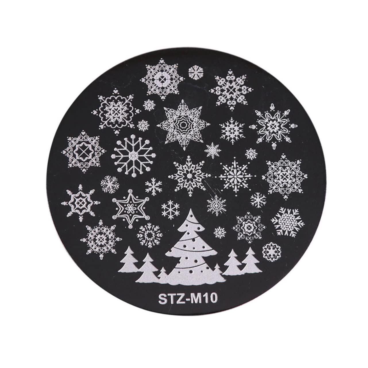 POPETPOP 5pezzi Stampo Per Unghie Natalizio Piastra Rotonda Per Stamping Nail Art Kit Stencil Per Unghie Design Elegante in Metallo Lucido
