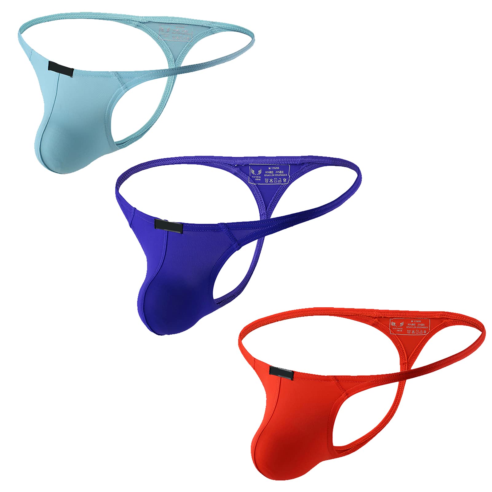 Safety Certification Men's Jockstrap Sexy Briefs Low Rise U Pouch Comfortable Breathable Underpants 3 Pack (Color : 1, Size : Large)