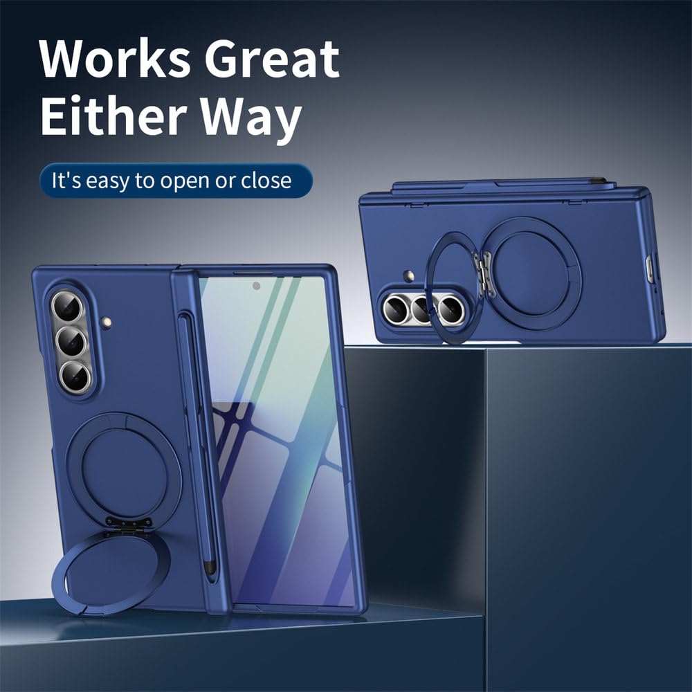 Pellicola protettiva placcata con supporto magnetico, custodia per telefono per Samsung Z Fold 8 Ultra 7 6 5 con slot per penna, cover rigida in PC, argento, per Samsung Galaxy Z Fold 8