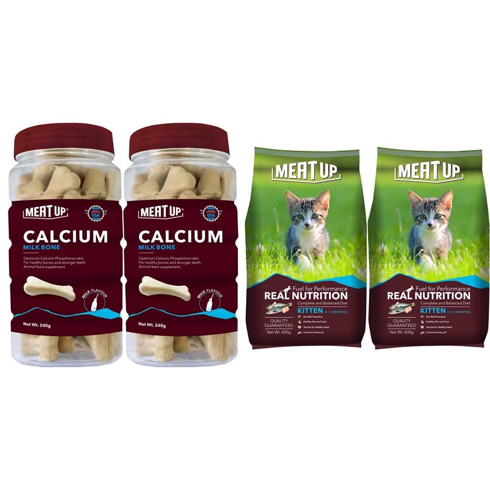Meat Up Calcium Bone Jar, Dog Supplement Treats - 240 g, 30 Pieces (Buy 1 Get 1 Free) & Meat Up Kitten (1-12 Months) Dry Cat Food, Ocean Fish, 600g (Buy 1 Get 1 Free) (B0B8ZDHGDH) Amazon Price History, Amazon Price Tracker