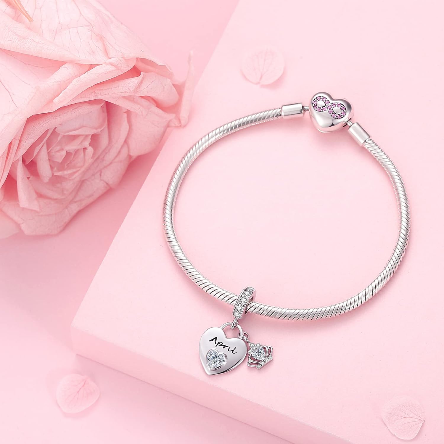 Birthstone Charms for Charms Bracelet: 925 Sterling Silver Heart Dangle Charms for Bracelets and Necklaces, Birthday Mother's Day Christmas Gifts For Women. - Image 3