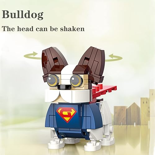 Miniatura 6 de EasyAgo Juego de construcción de ladrillos para perros, DIY2 en 1, caniche y bulldog, juegos de bloques de construcción de micro animales para