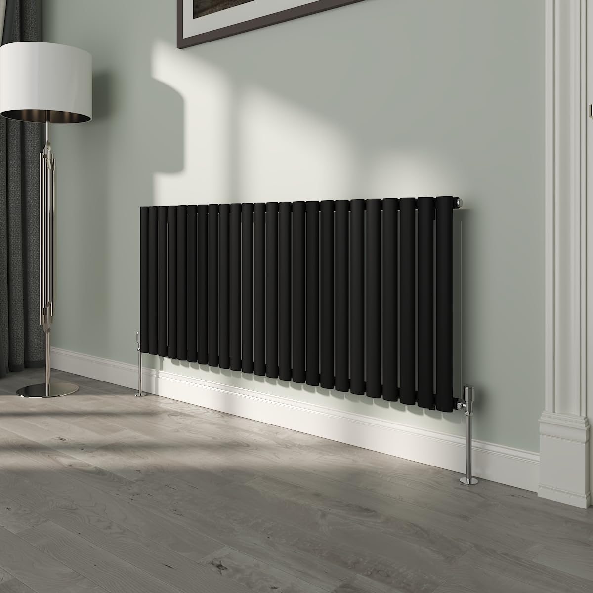 NRG Premium Black Oval Single Panel Designer Radiator 600x1416mm Central Heating — image 1
